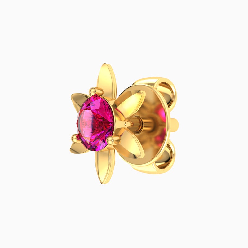 Miss L' by L'azurde Flower Colored Stones Stud Earrings in 14K Gold - Image 5